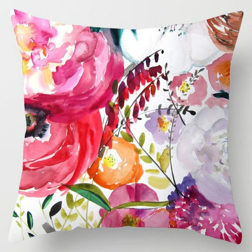 Flower Garden Painting Pillow Cover